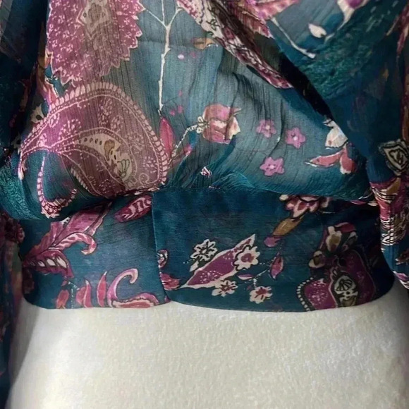 Band of the free - River Deep Pine Paisley Tie Front Crop Top Size XS - Picture 11 of 17